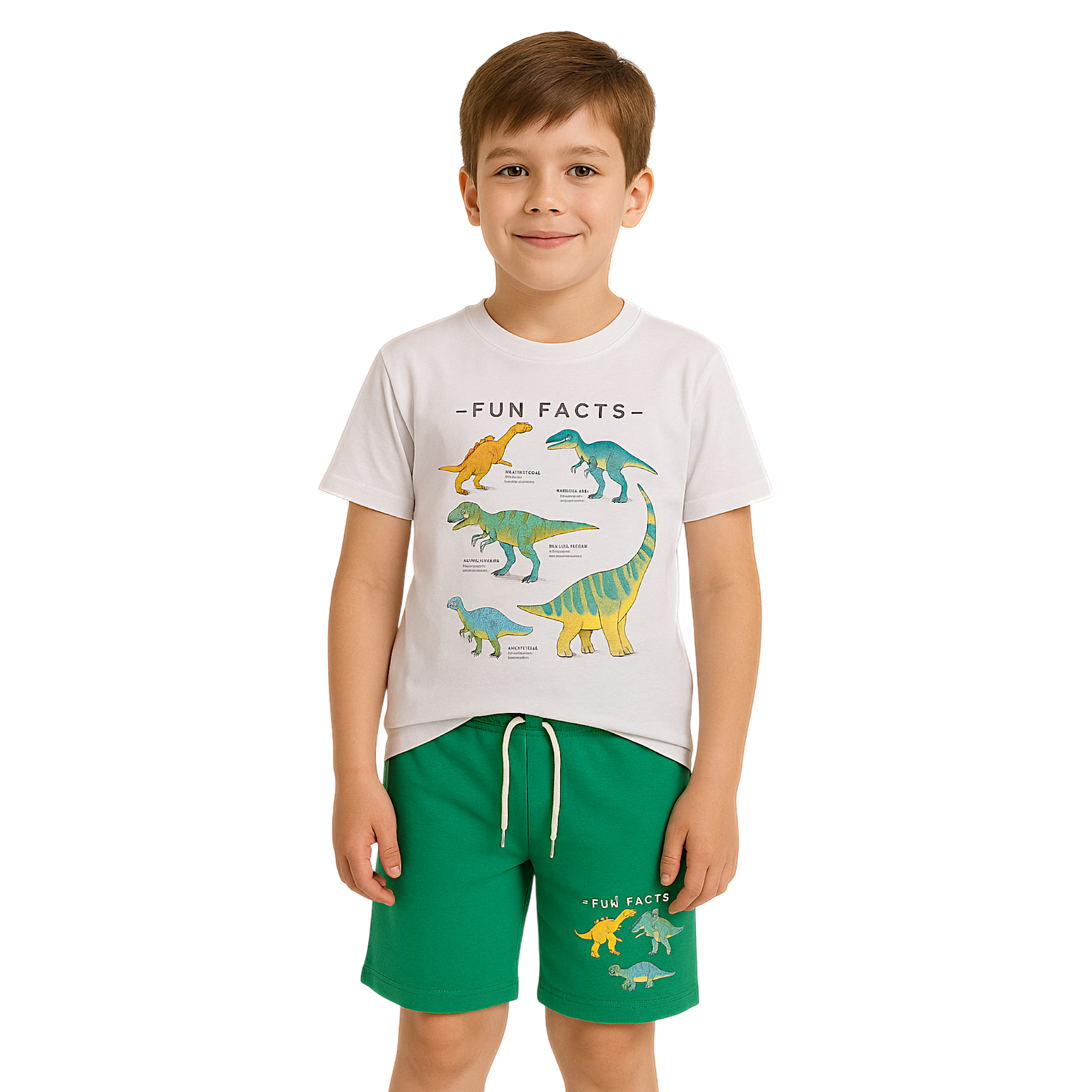 Boy's Dinosaurs Shorts Set White Ceo c-003-14525-3