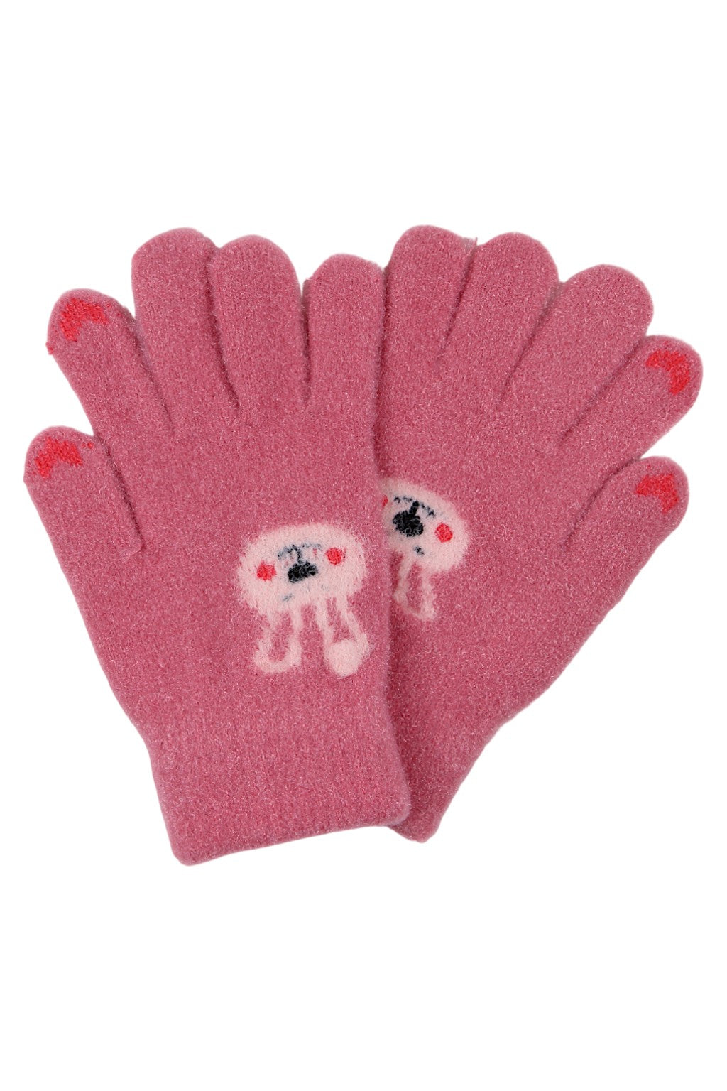Girls' rabbit gloves, dirty pink, Euro Gloves D-229-91025-5