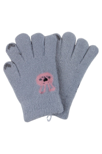 Girls' rabbit gloves, ash grey, Euro Gloves D-229-91025