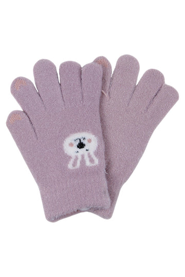 Girls' rabbit gloves, heather, Euro Gloves D-229-91025