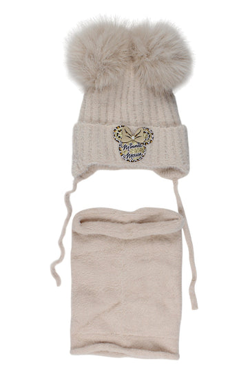 Beige Ambra hat and scarf set for girls D69-51125-1