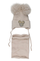 Beige Ambra hat and scarf set for girls D69-51125-1