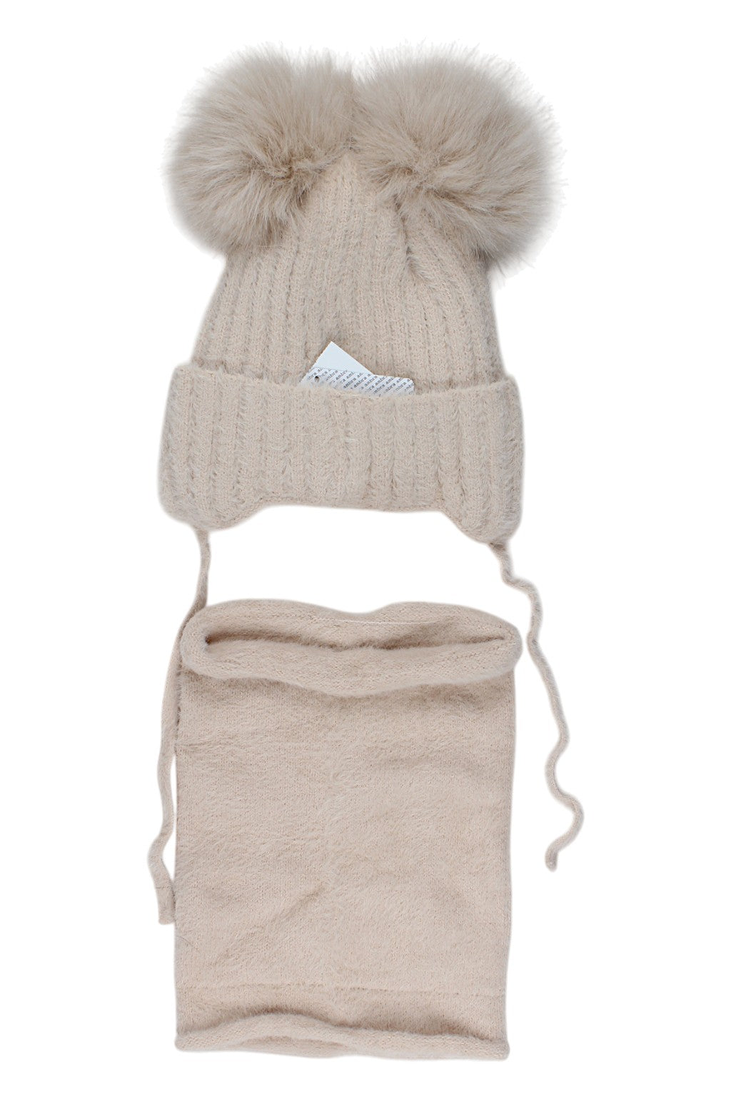 Beige Ambra hat and scarf set for girls D69-51125-1