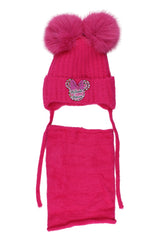 Girls' hat and scarf set, fuchsia, Ambra D69-51125