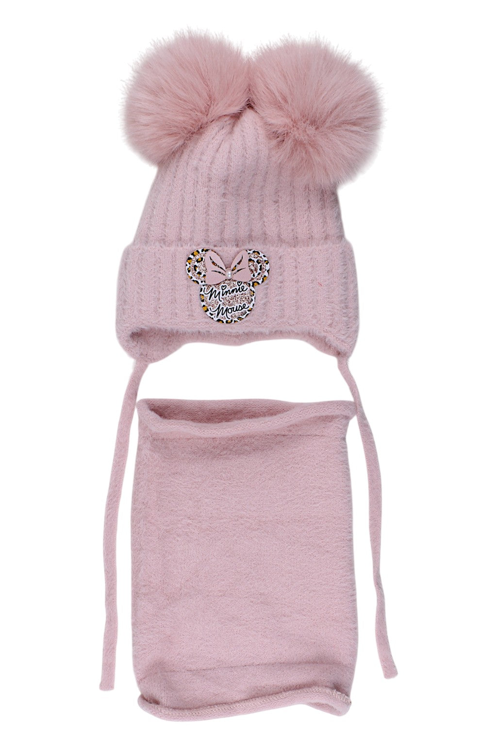 Girls' hat and scarf set, powder pink, Ambra D69-51125