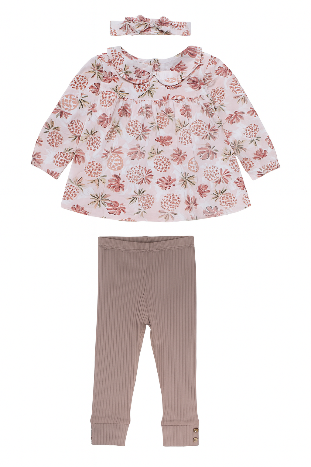 Girls' set: blouse, leggings, and headband, beige Deco G189505-16725-1