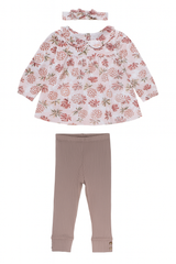 Girls' set: blouse, leggings, and headband, beige Deco G189505-16725-1