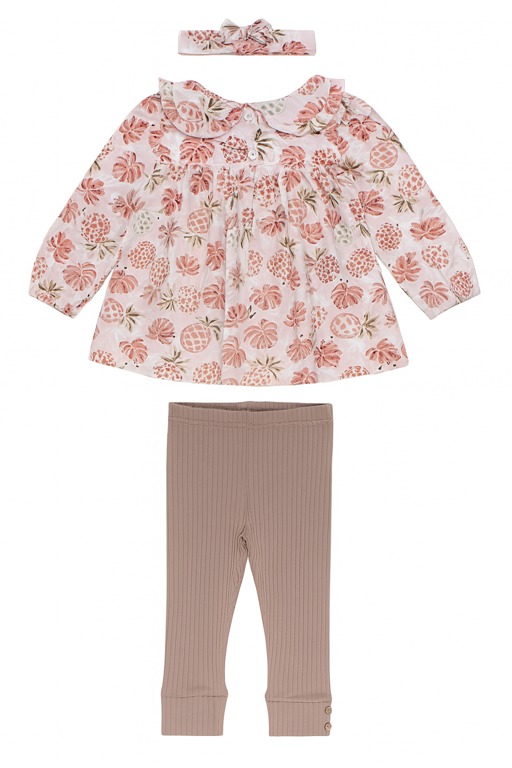 Girls' set: blouse, leggings, and headband, beige Deco G189505-16725-1