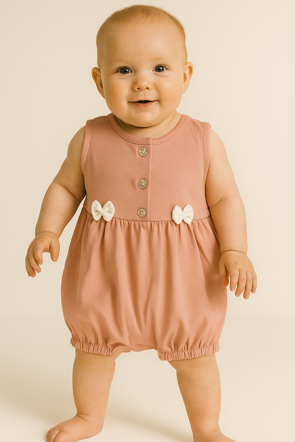 Girls' cotton rompers powder pink Hoppala H-4166-5625