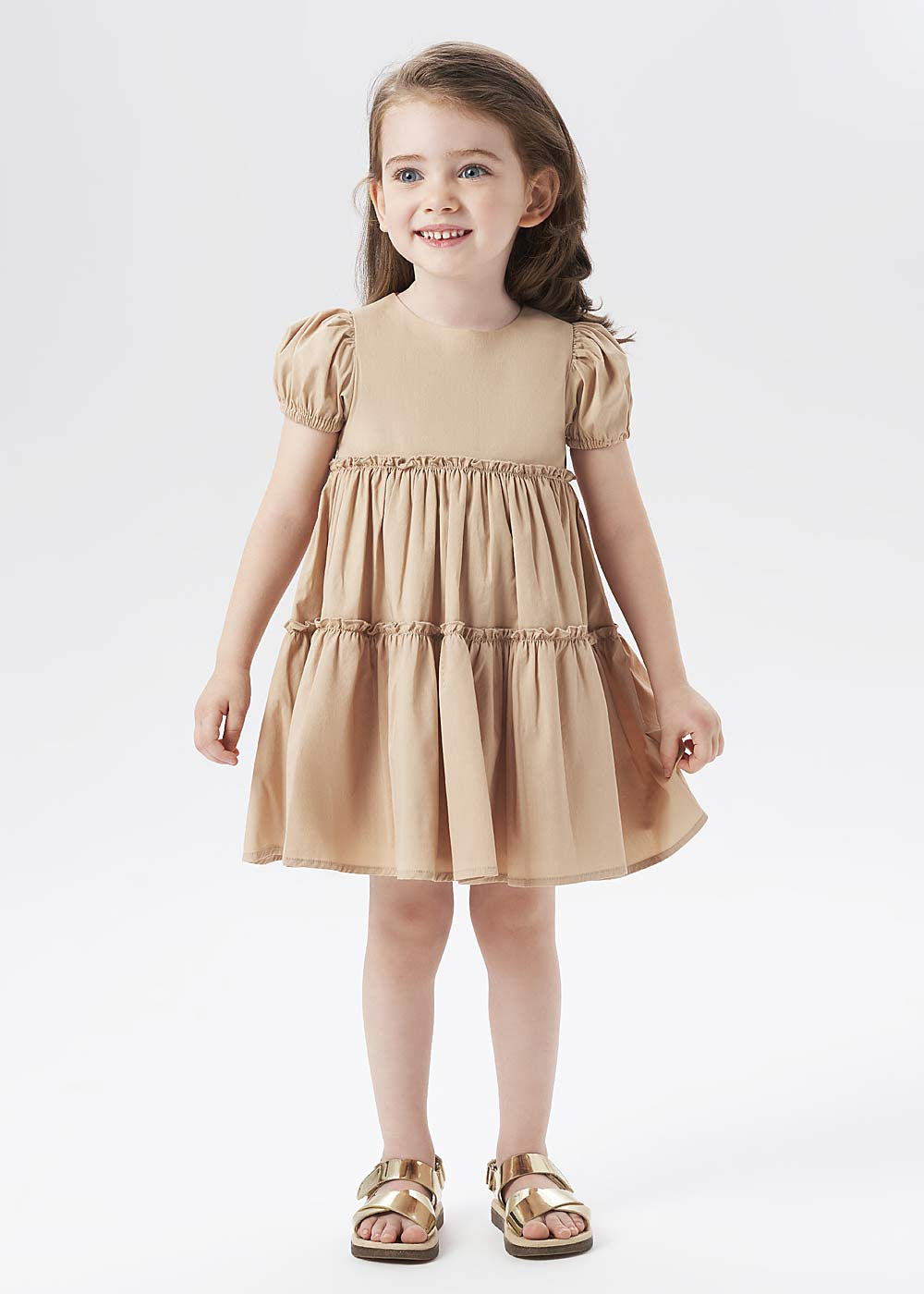 iDO 46309-0732 Sukienka bawełniana dziewczynka kolor beż -  - #tag1# - #tag2# - #tag3# - #tag4#