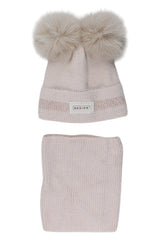 Beige Ambra hat and scarf set for girls J13-51125-1