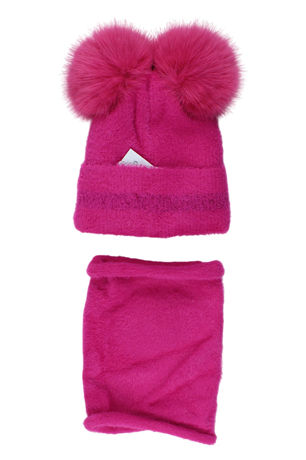 Girls' hat and scarf set, fuchsia Ambra J13-51125