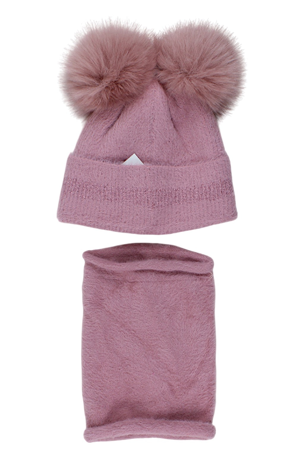 Girls' hat and scarf set, pink, Ambra J13-51125-40