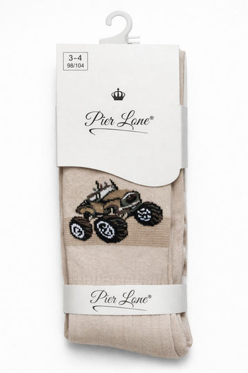 Rajstopy pachnące auta chłopięce jasny beż Pier Lone PL-2206-21225