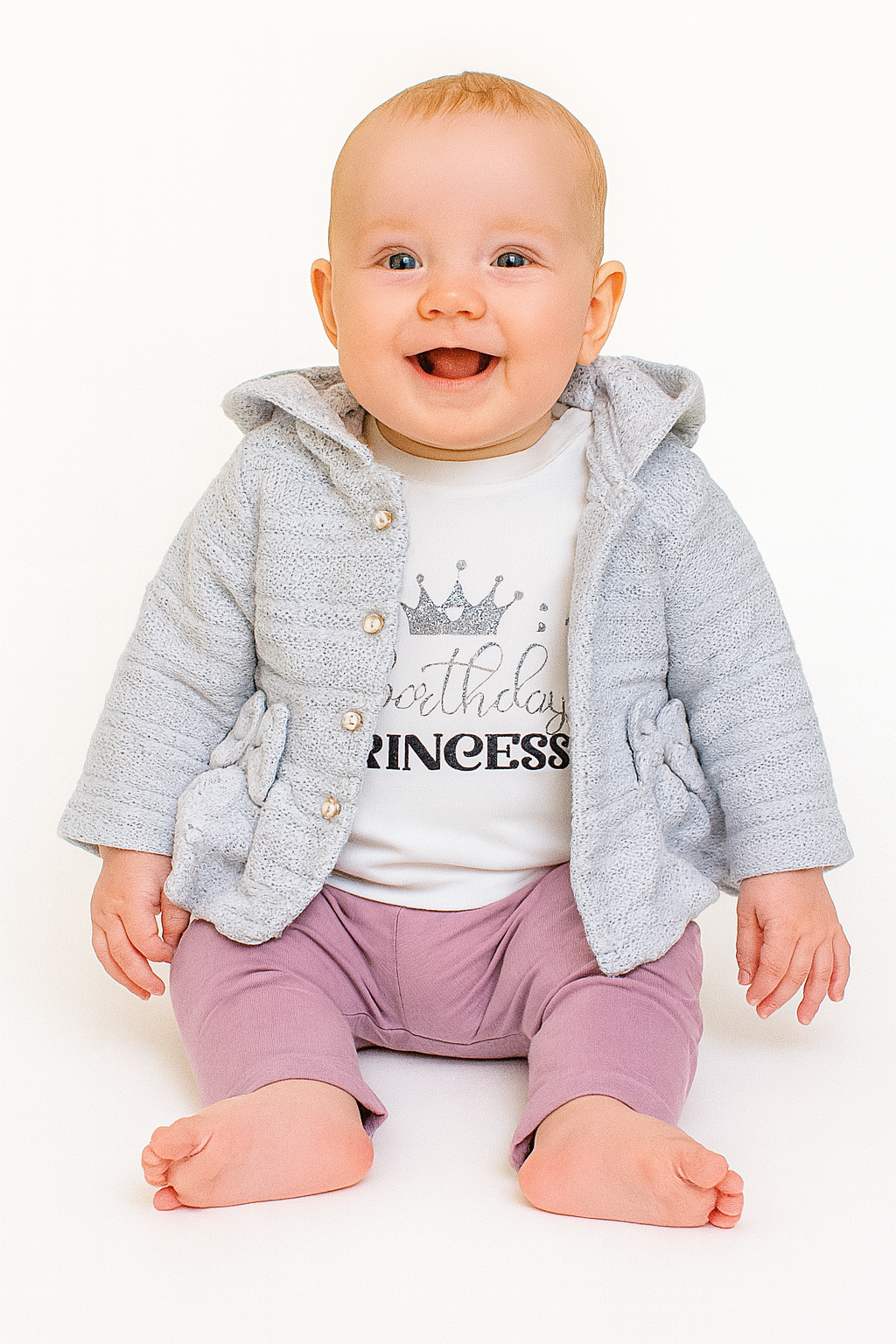 Girls' sweater set, ash gray, Arif Baby 1020-16725