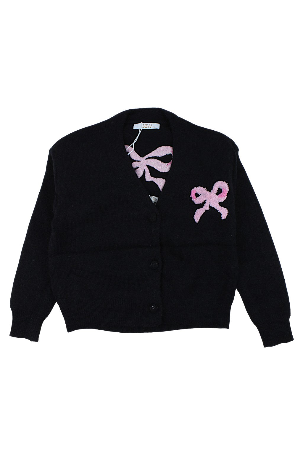 Girls' sweater with 2 bears, black, BBW MY-2014-121025