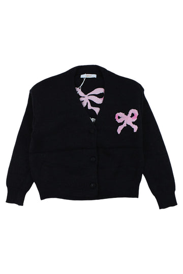 Girls' sweater with 2 bears, black, BBW MY-2014-121025