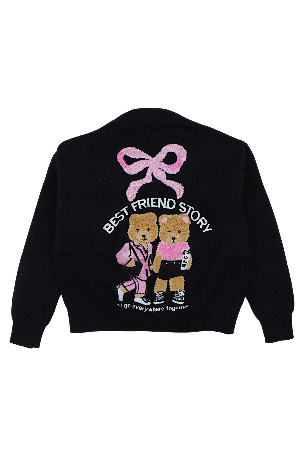 Girls' sweater with 2 bears, black, BBW MY-2014-121025
