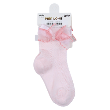 Openwork bow socks for girls pink Pier Lone P-1886-14425