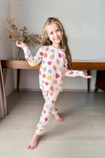 Girls' colorful strawberry pajamas cream Kocak P3300-241025
