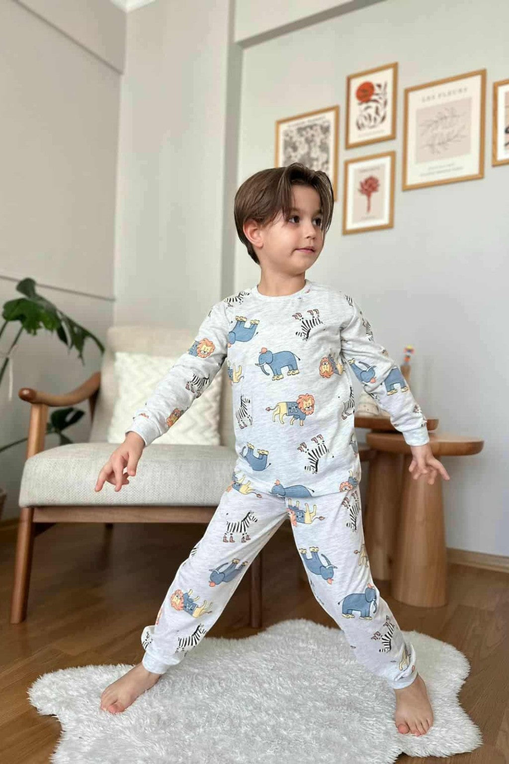 Boy's animal pajamas, ash, Kocak P-3301-241025