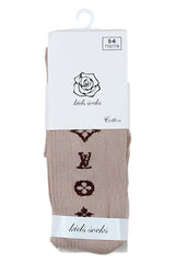 Girls' patterned tights beige Pier Lone Pl-1753-291025