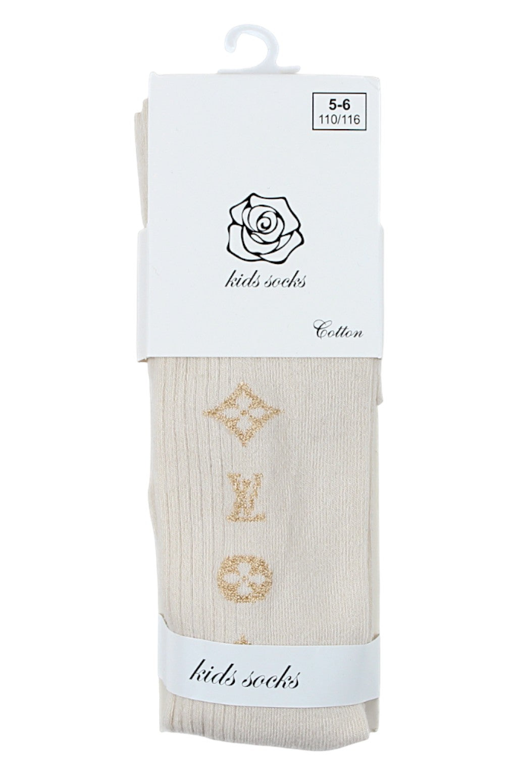 Patterned tights for girls, light beige, Pier Lone Pl-1753-291025