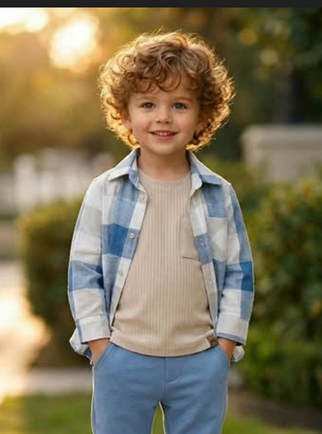 Bluzka prążkowana beżowa dla chłopca Mimi 4182-21326-1