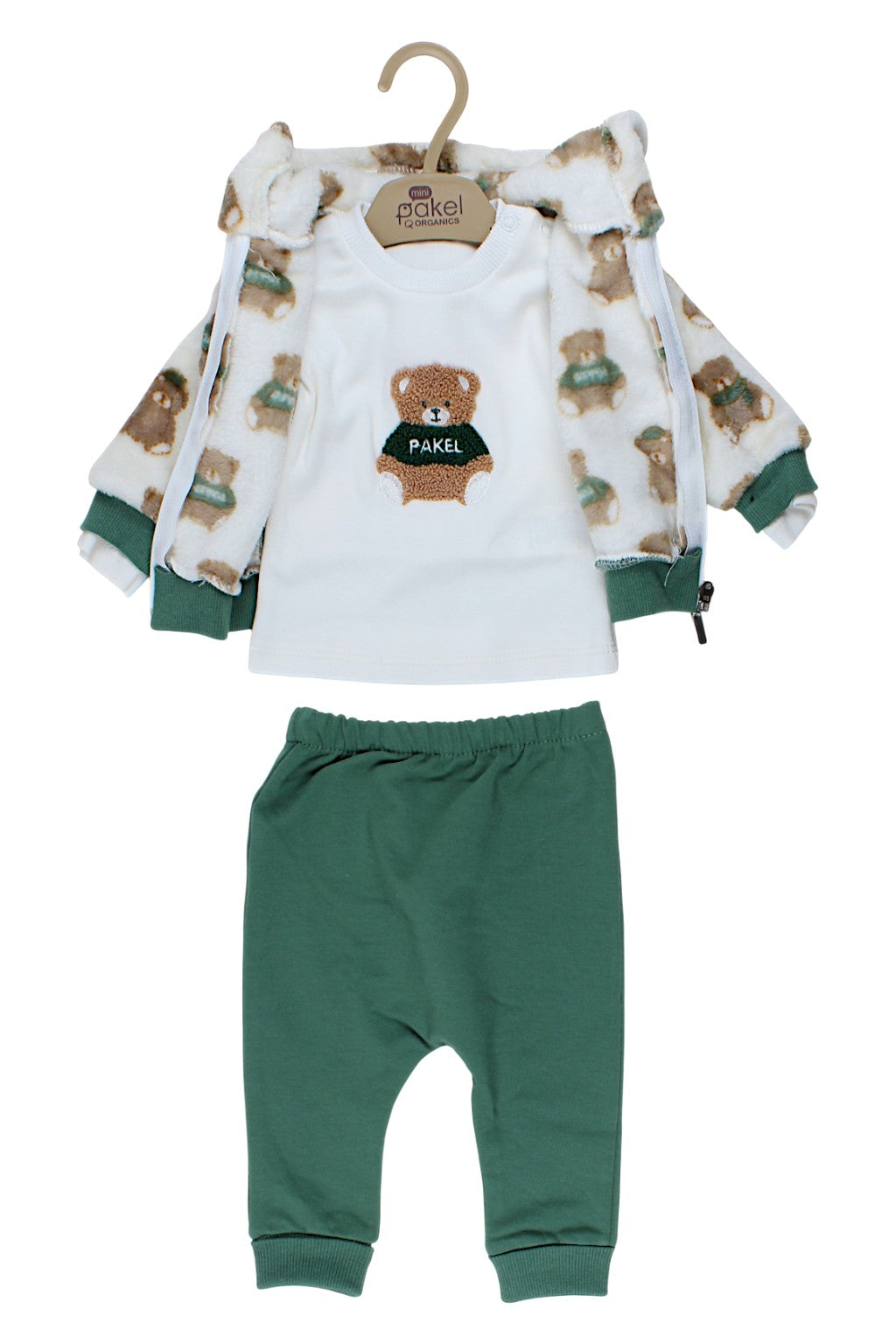 Set of 3 pieces Boy's green teddy bear Pakel V-009-241025