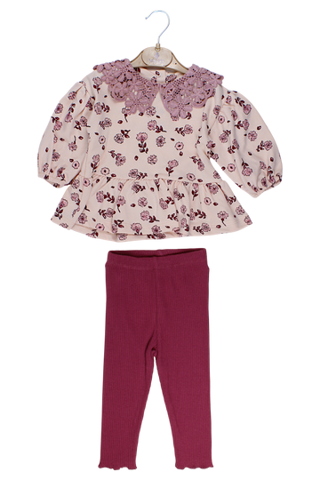 Girls' collar set, burgundy, Vovido V2802-11925