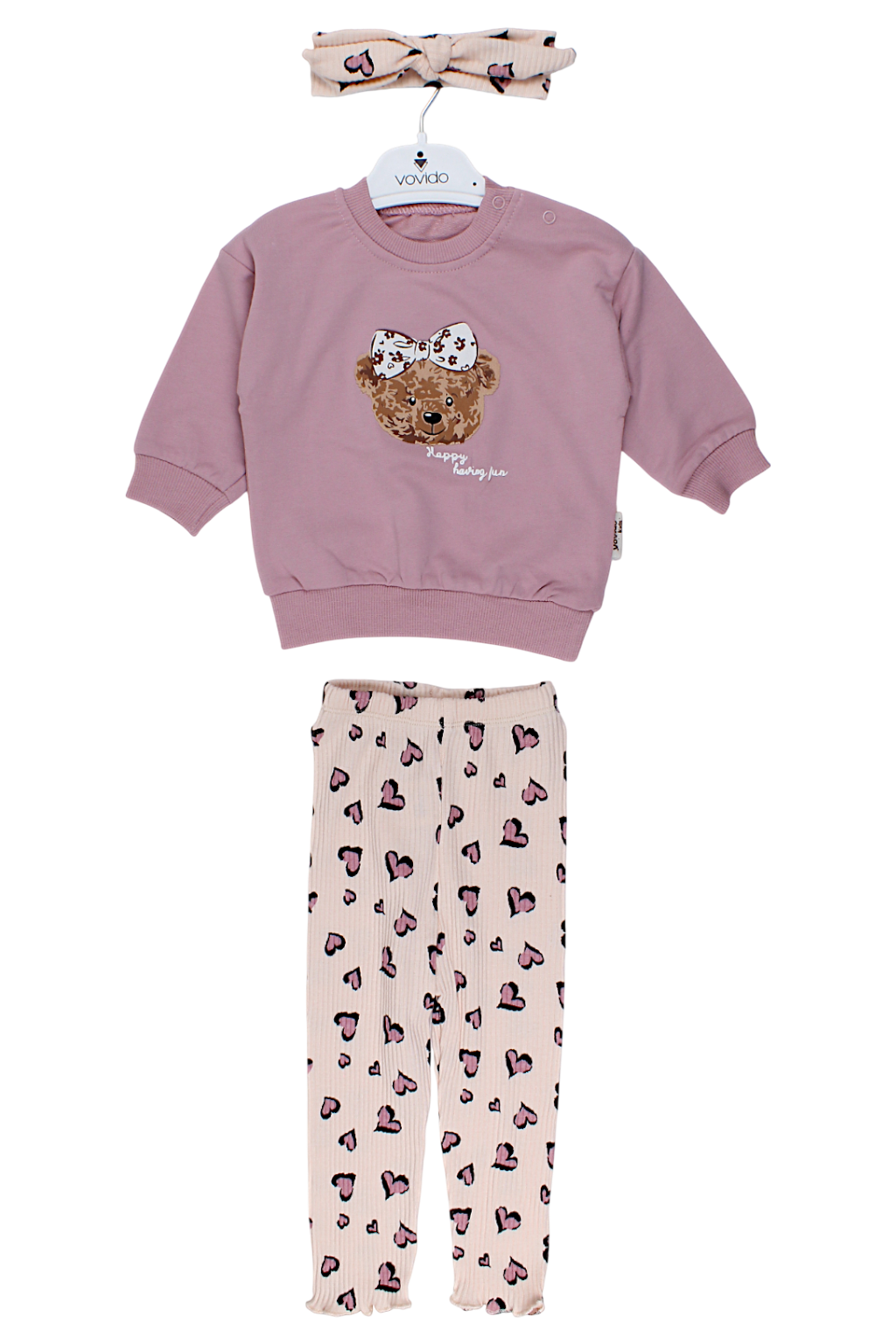 3-piece set with headband, girly, dusty pink, Vovido V2812-11925-5