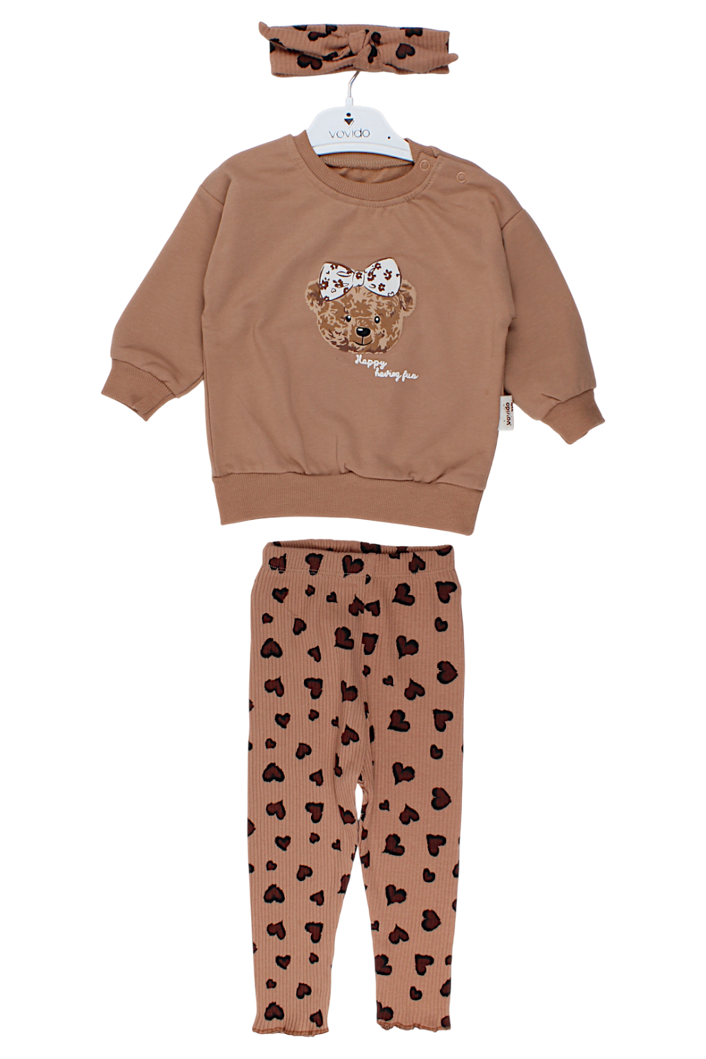 3-piece set with headband for girls, chocolate, Vovido V2812-11925