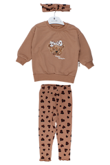 3-piece set with headband for girls, chocolate, Vovido V2812-11925