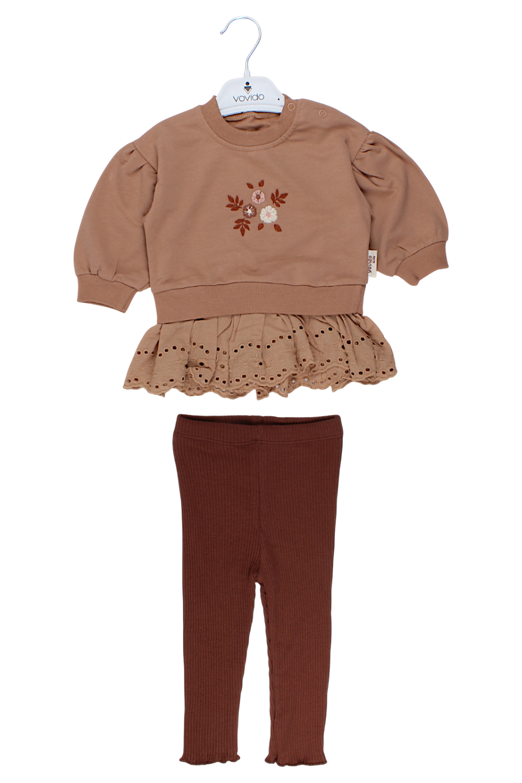 Set of ruffles with embroidery for girls, chocolate, Vovido V2815-11925