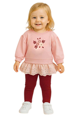 Set of ruffles with embroidery for girls, burgundy Vovido V2815-11925