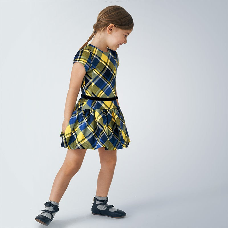 Mayoral 4974-42 Yellow Girls Checkered Dress