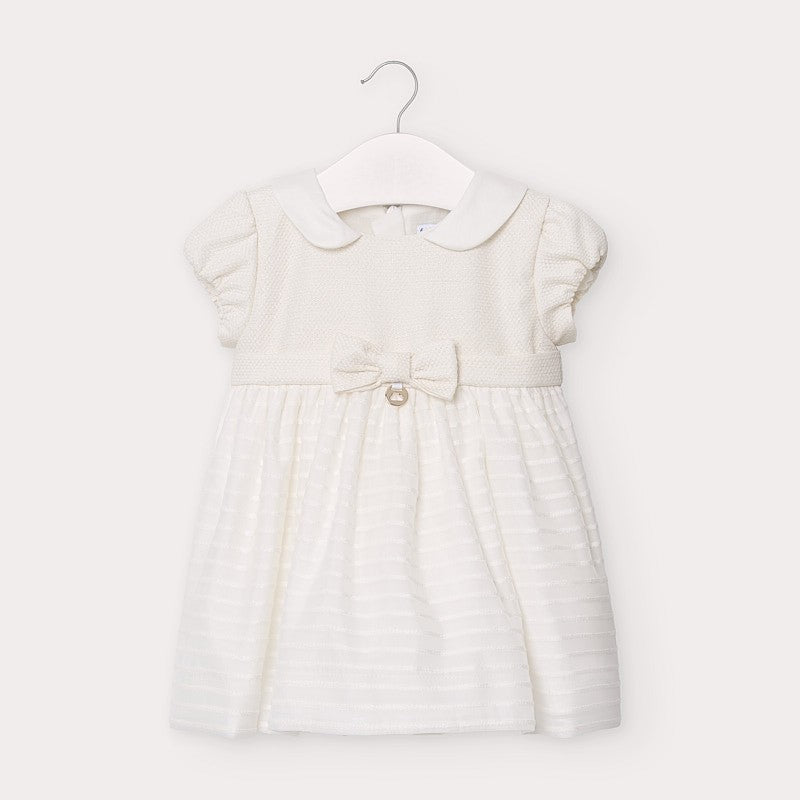 Elegant dress with a bow for girls Mayoral 2947-78 cream