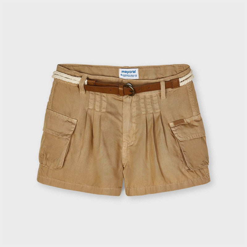 Mayoral 3205-47 Brown Girls Pocket Shorts