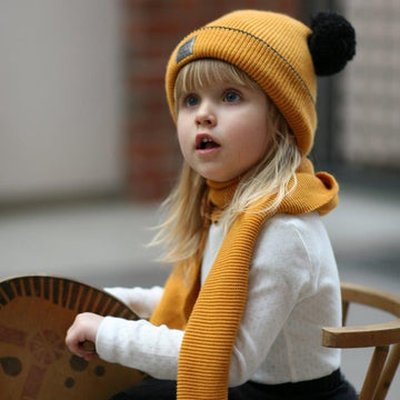 Pupill hat with scarf for girls TARA yellow