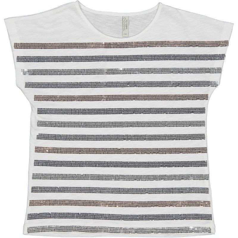 t-shirt with sequins for girls Birba&amp;Trybeyond 24445-10E cream color