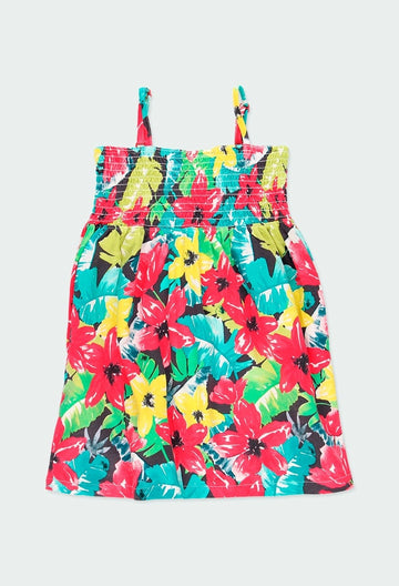 Printed dress for girls Boboli 824396-9727 color red/green