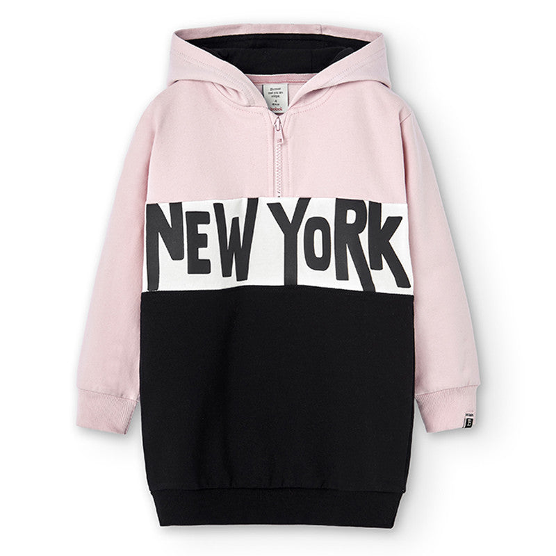 Hooded dress for girls Boboli 405133-3678 pink