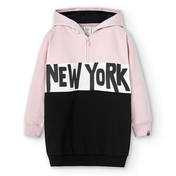 Hooded dress for girls Boboli 405133-3678 pink