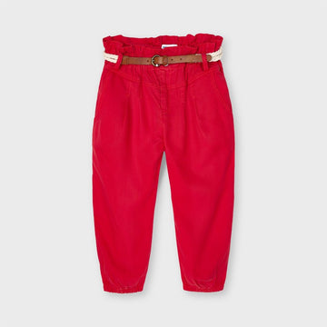 Girls' loose trousers with belt Mayoral 3552-49 Red