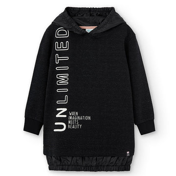 Hooded dress for girls Boboli 405009-890 color black