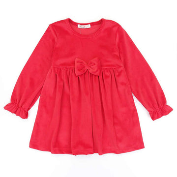 Elegant Velvet Dress Girl Red 1514-11223 GKMOD