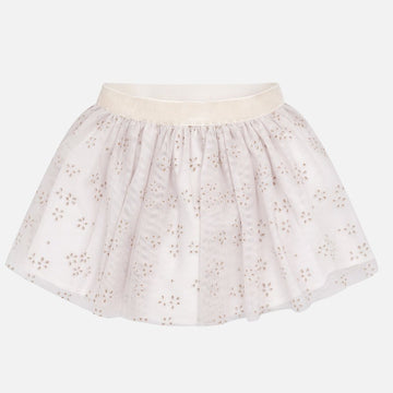 Tulle flock skirt with shine for girls Mayoral 4901-50 Beige
