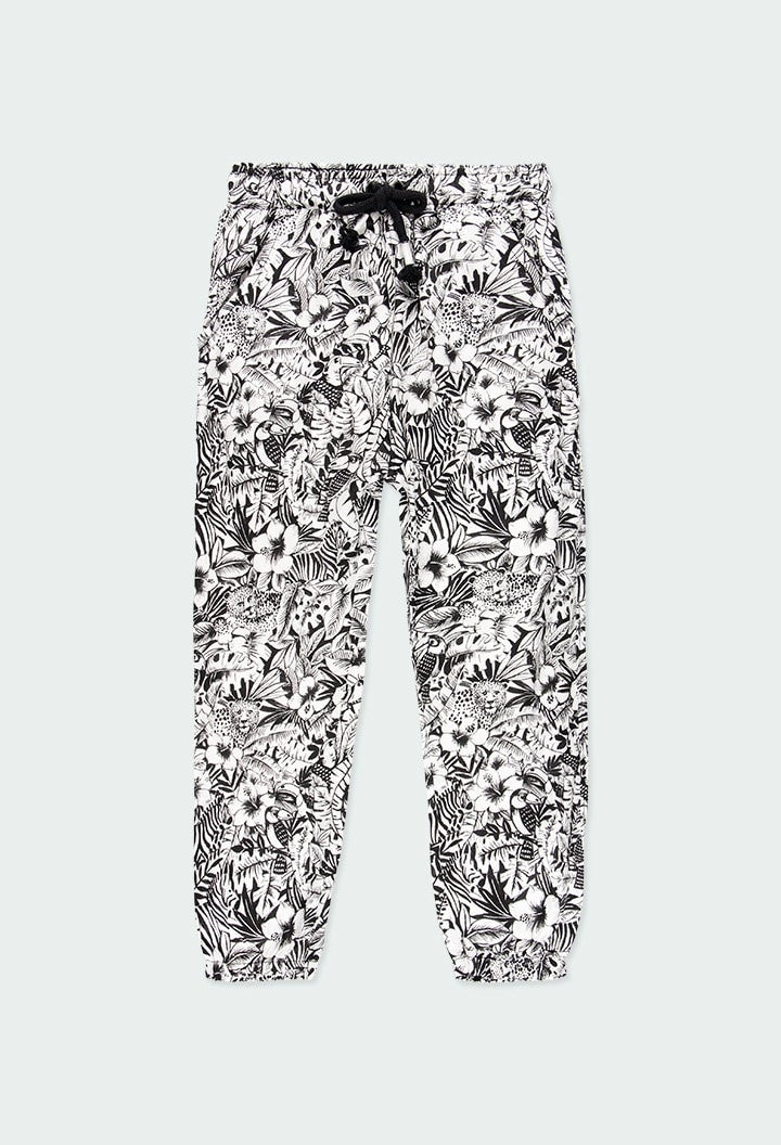 Girls' trousers Boboli 404020-9780 color black/white